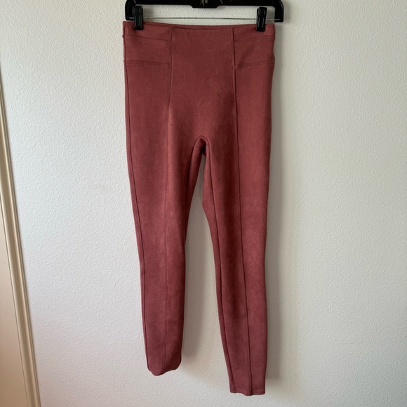 Spanx Faux Suede Leggings Rich Rise Pink High Wasited Rise Shaping - Picture 2 of 8
